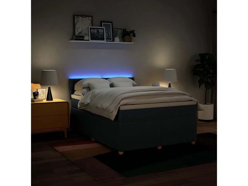 Sommier à lattes de lit avec matelas Bleu 140x200 cm Tissu