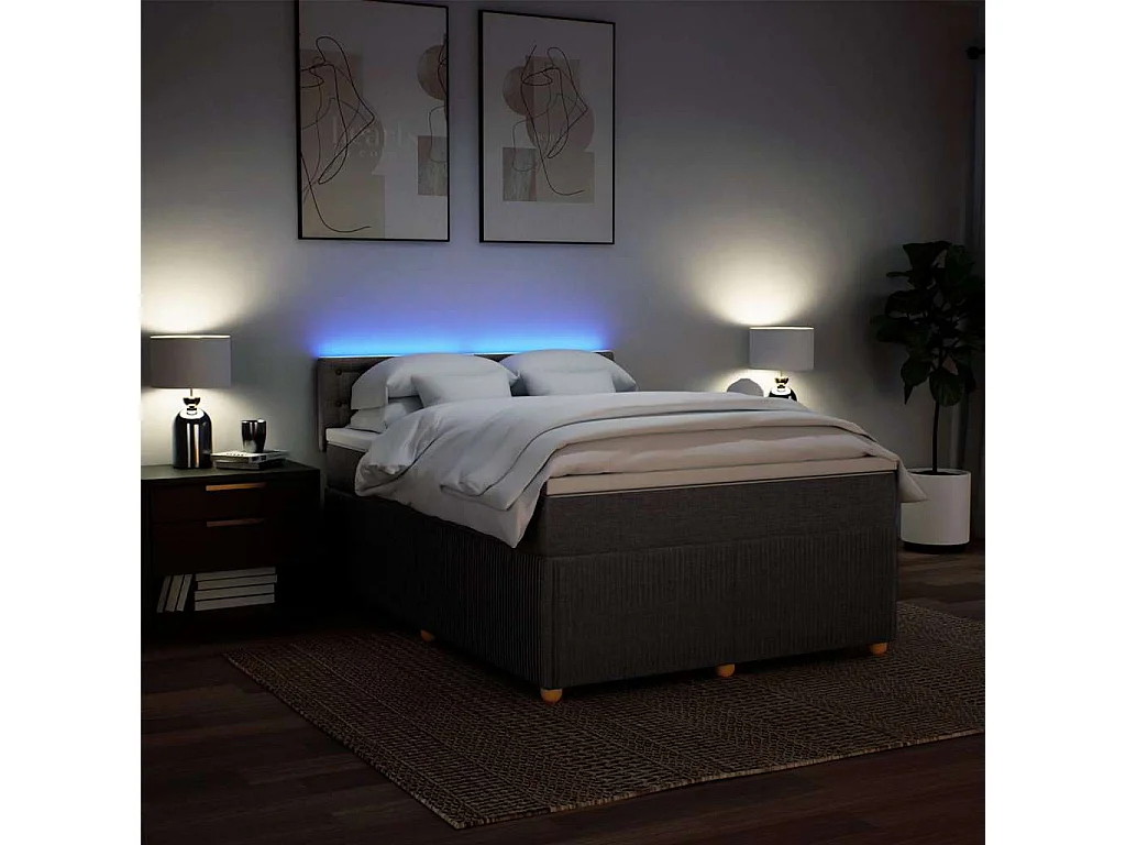 Sommier à lattes de lit avec matelas Taupe 160x200 cm Tissu