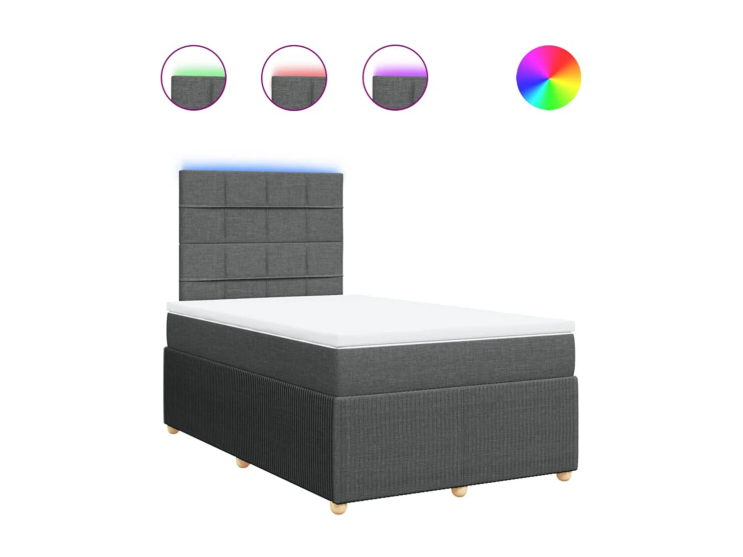 Cama com molas/colchão 120x200 cm tecido cinzento-escuro