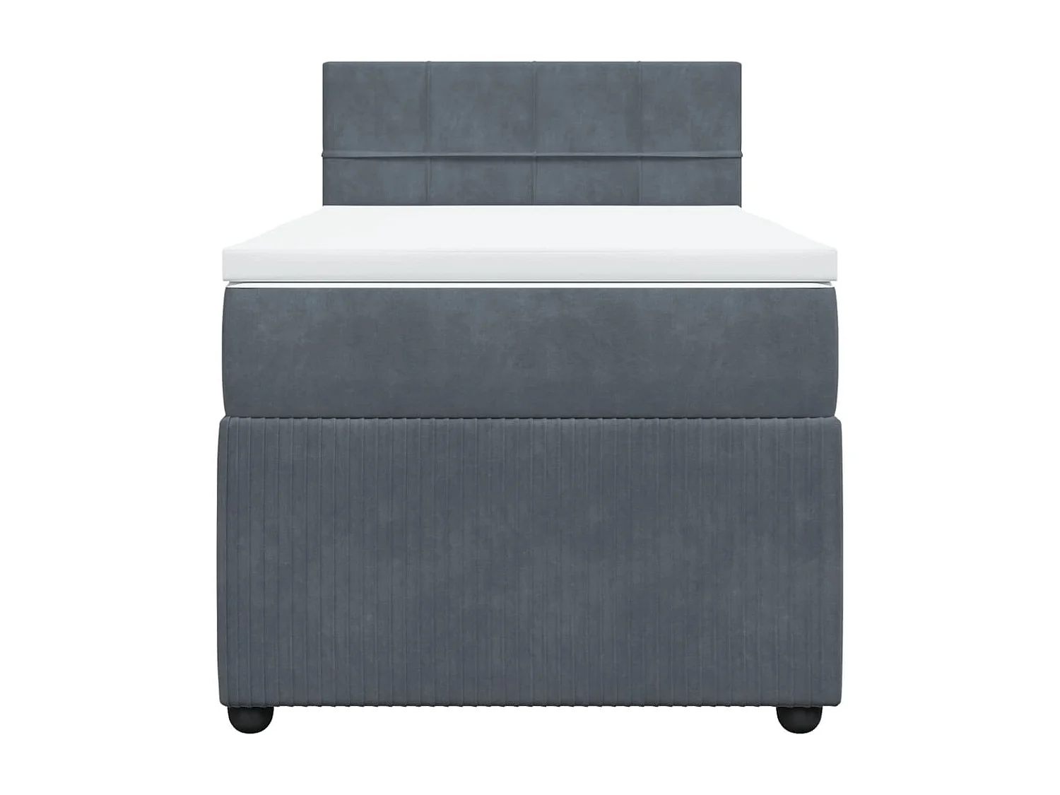 Cama box spring con colchón terciopelo gris oscuro 90x190 cm