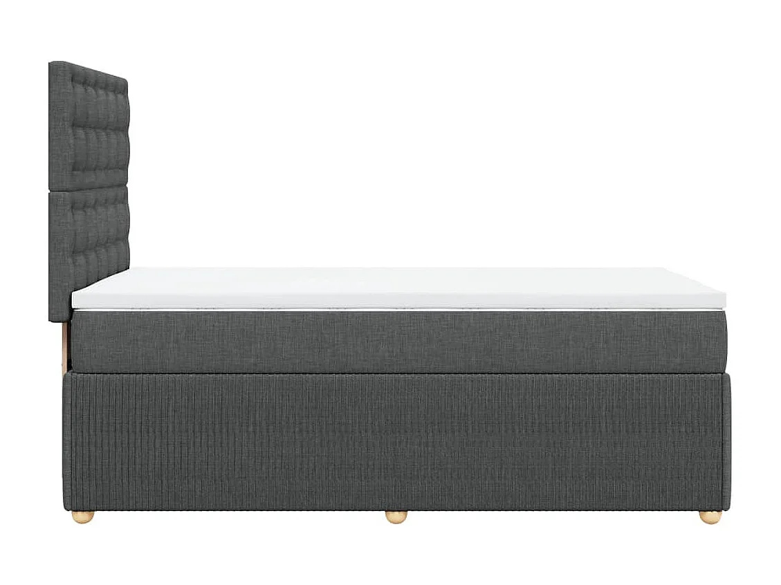 Cama box spring con colchón tela gris oscuro 90x200 cm