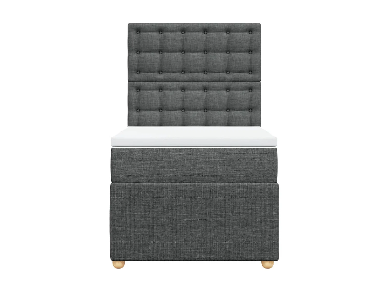 Cama box spring con colchón tela gris oscuro 90x200 cm