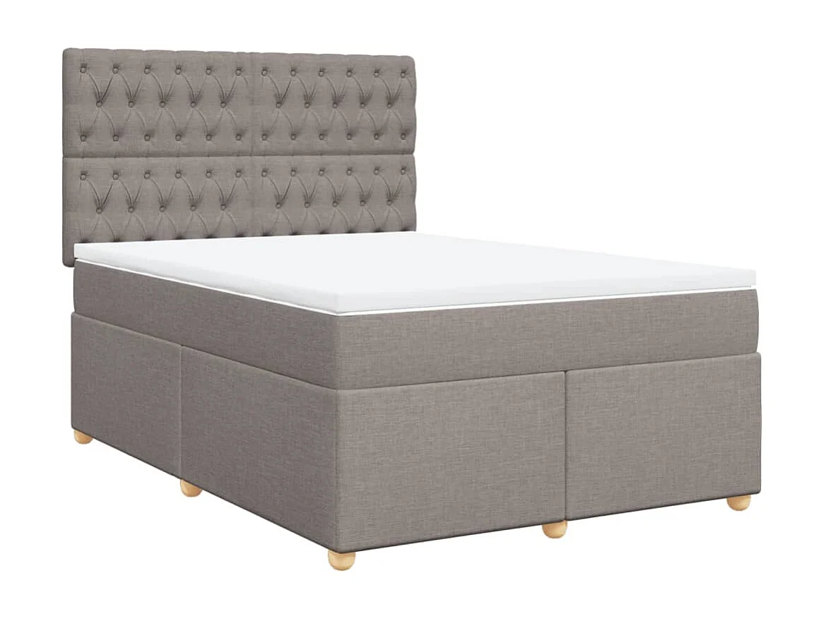 Sommier à lattes de lit avec matelas Taupe 140x190 cm Tissu