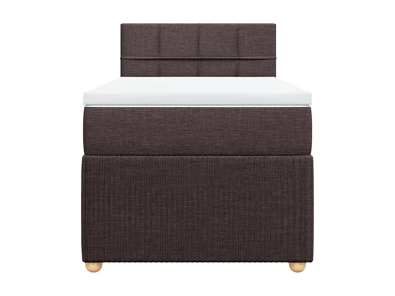Cama box spring con colchón tela marrón oscuro 80x200 cm