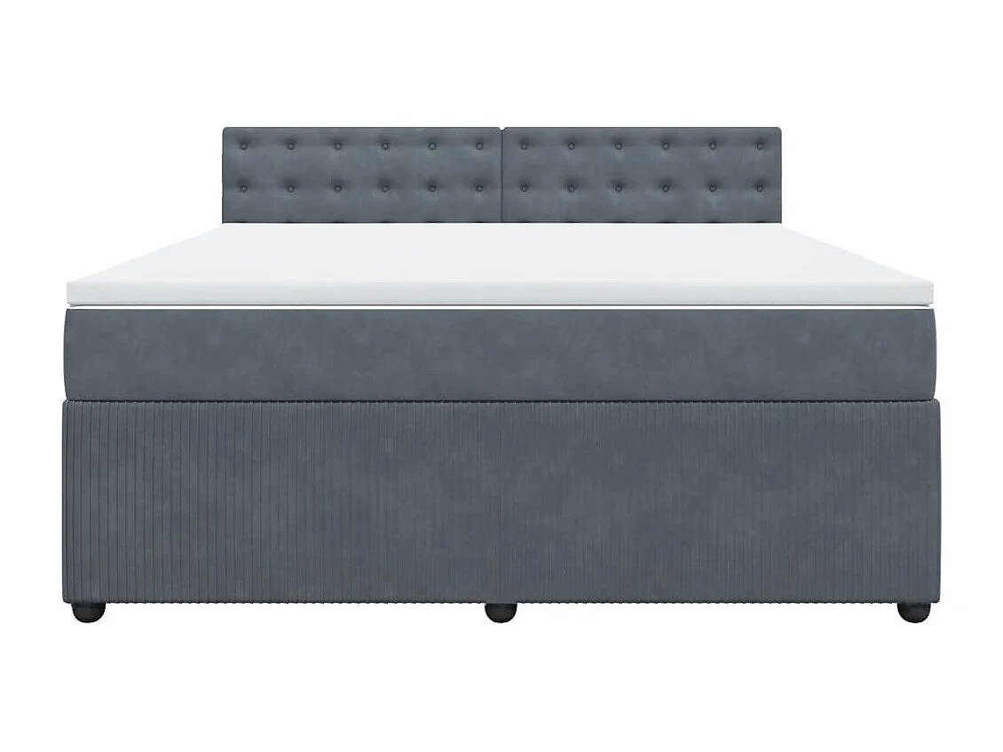 Cama com molas/colchão 180x200 cm veludo cinzento-escuro