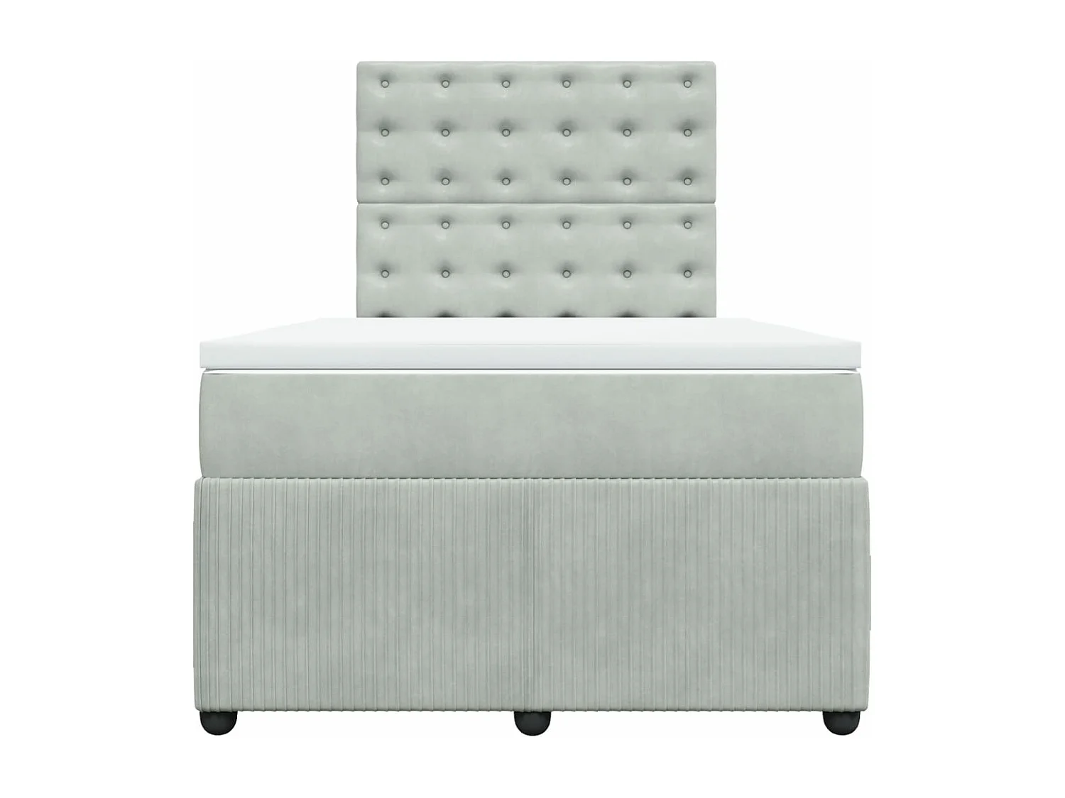 Cama box spring con colchón terciopelo gris claro 120x200 cm