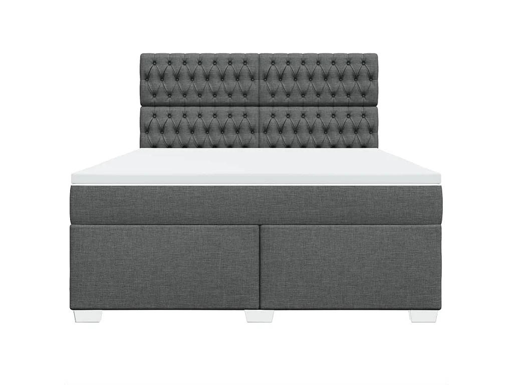 Cama box spring con colchón tela gris oscuro 180x200 cm