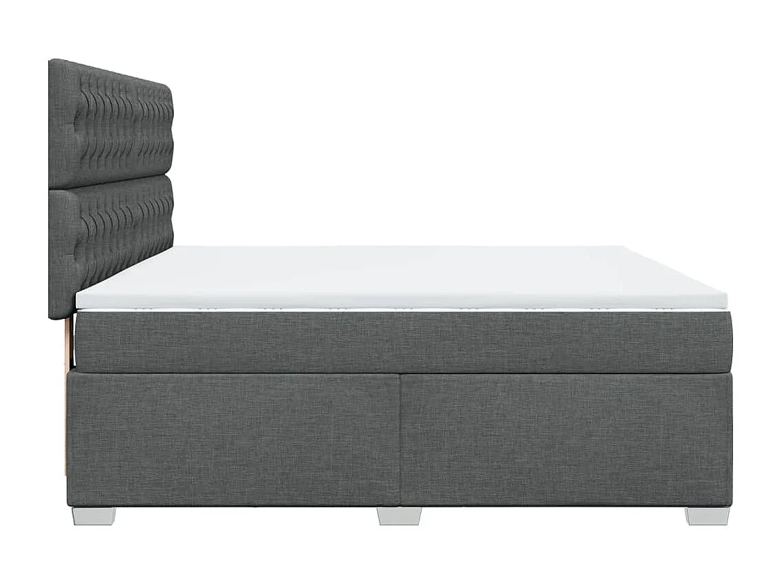 Cama box spring con colchón tela gris oscuro 180x200 cm