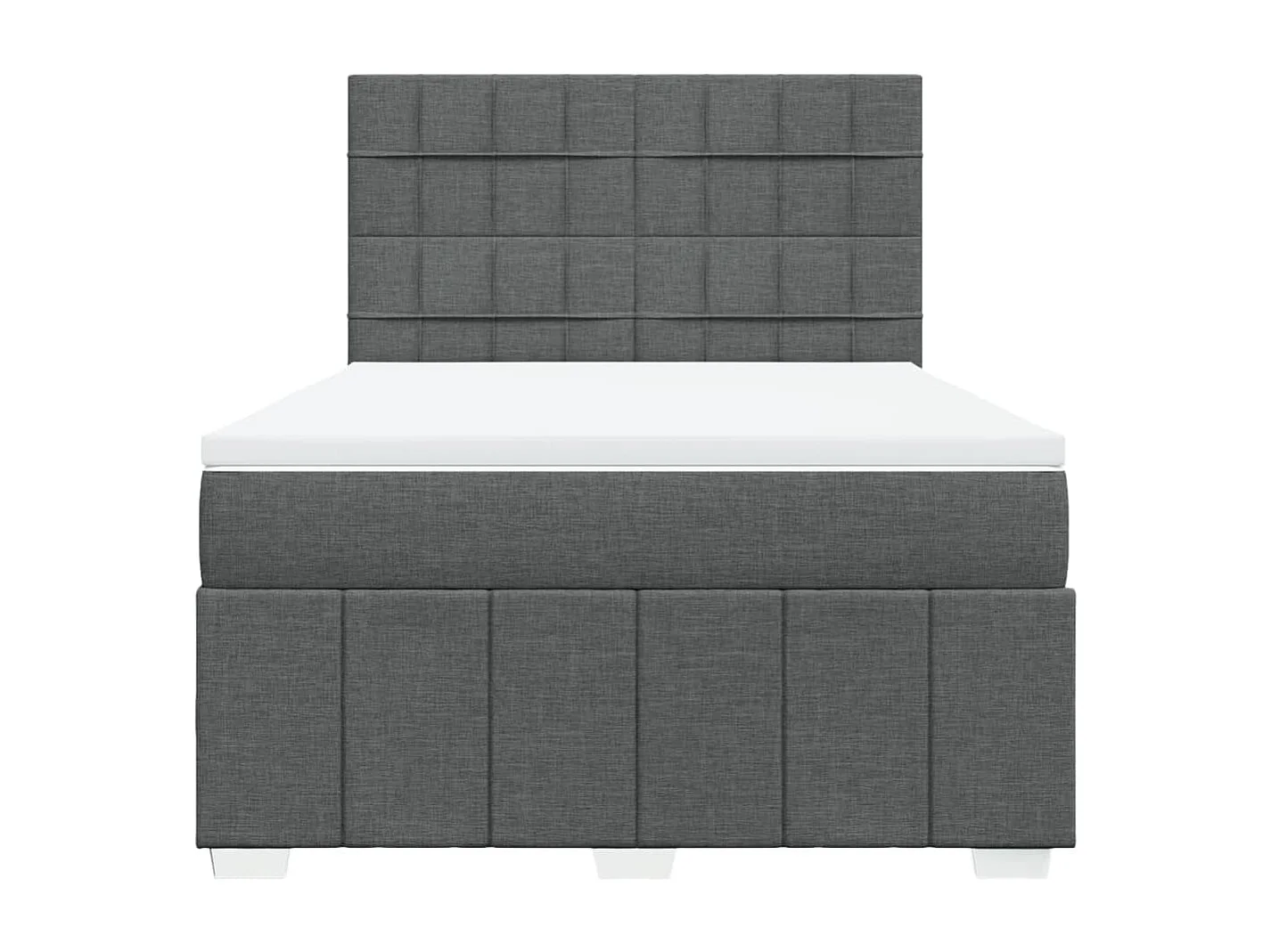 Cama box spring con colchón tela gris oscuro 140x190 cm