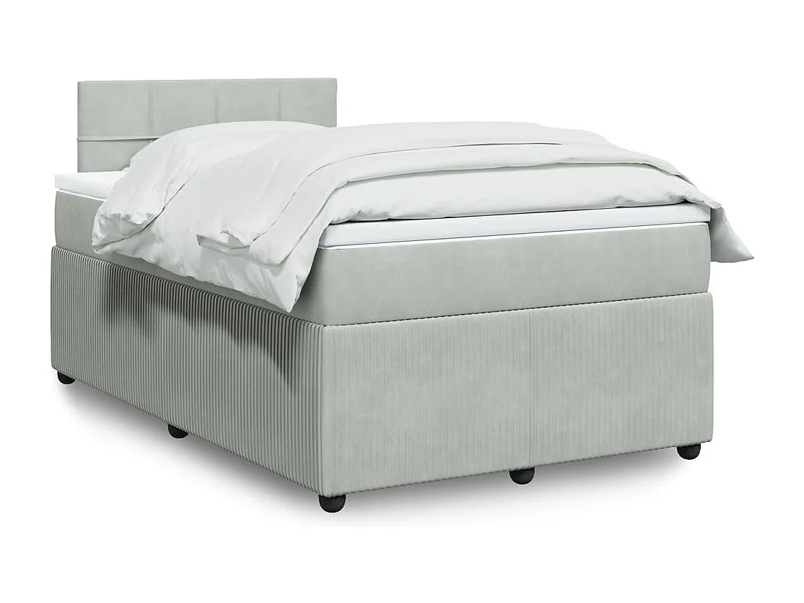 Cama boxspring com colchão 120x190 cm veludo cinzento-claro