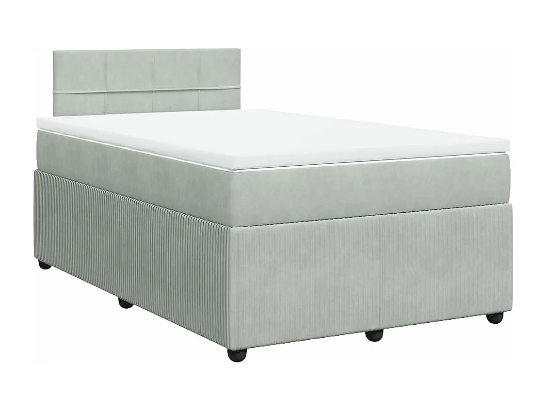 Cama box spring con colchón terciopelo gris claro 120x190 cm