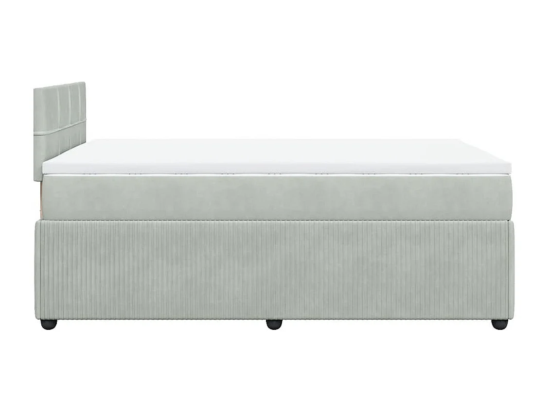 Cama box spring con colchón terciopelo gris claro 120x190 cm