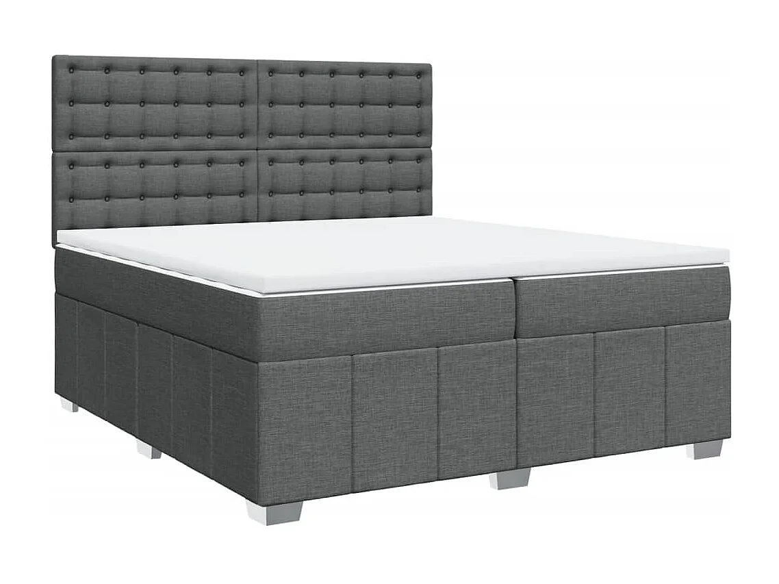 Cama box spring con colchón tela gris oscuro 200x200 cm