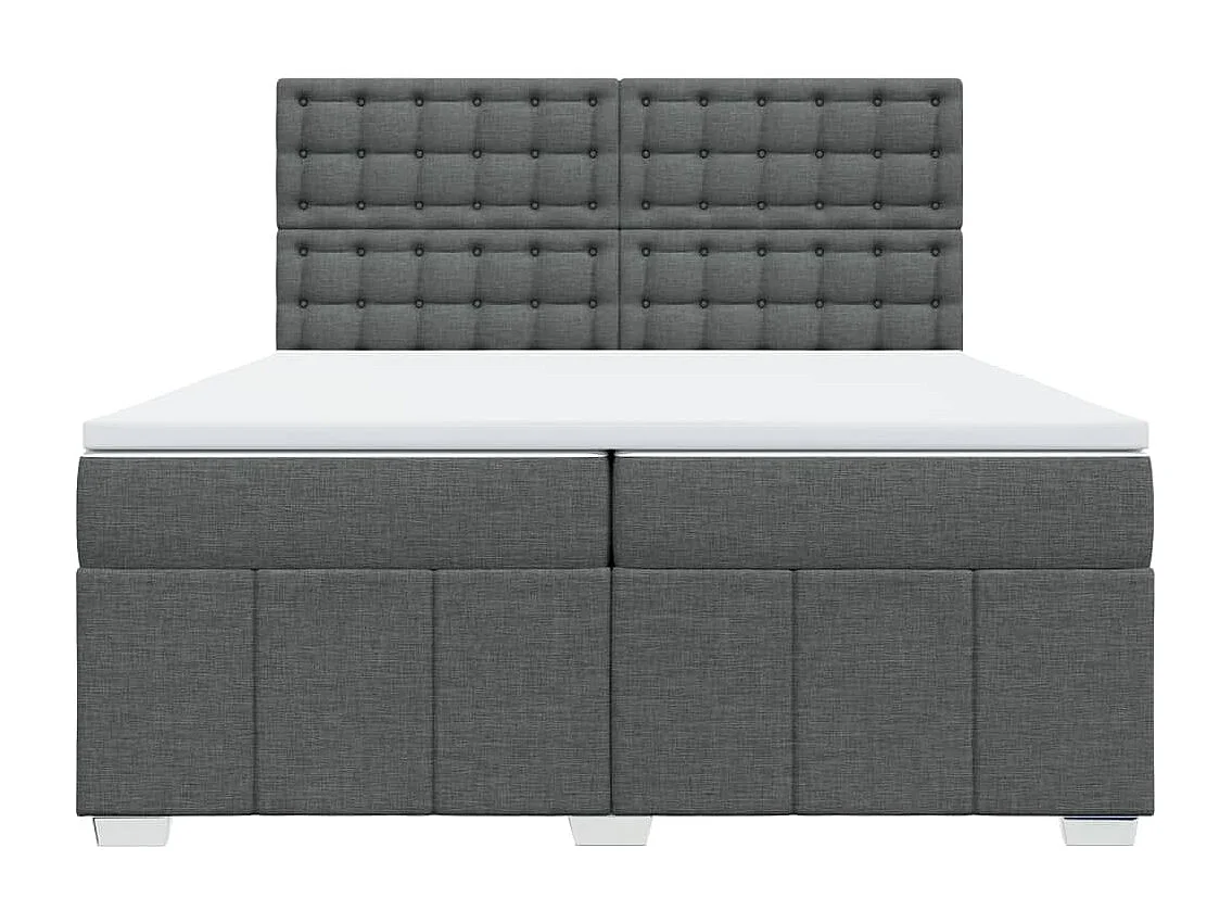 Cama box spring con colchón tela gris oscuro 200x200 cm