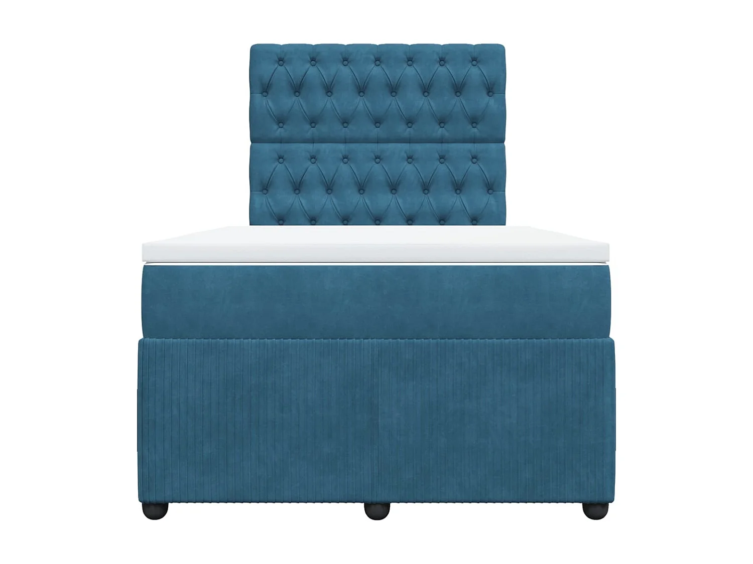 Cama box spring con colchón terciopelo azul oscuro 120x200 cm