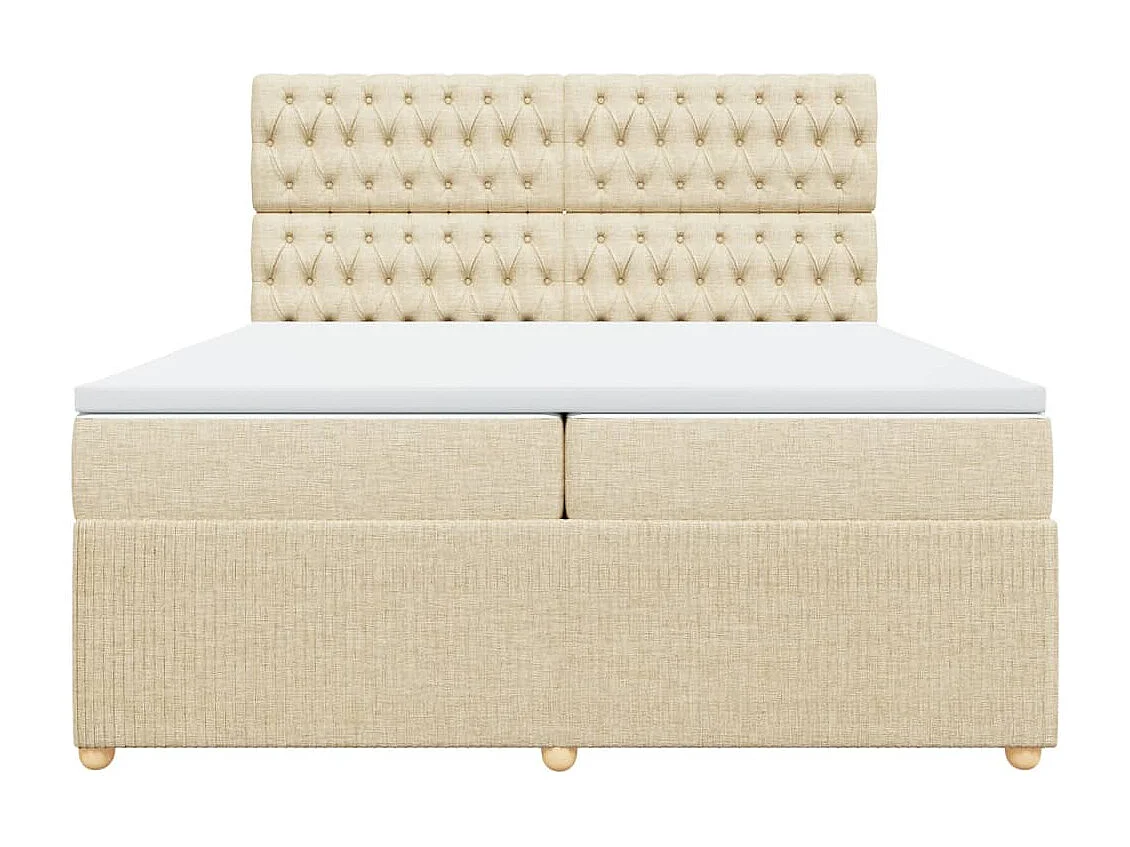 Sommier à lattes de lit avec matelas Crème 200x200 cm Tissu