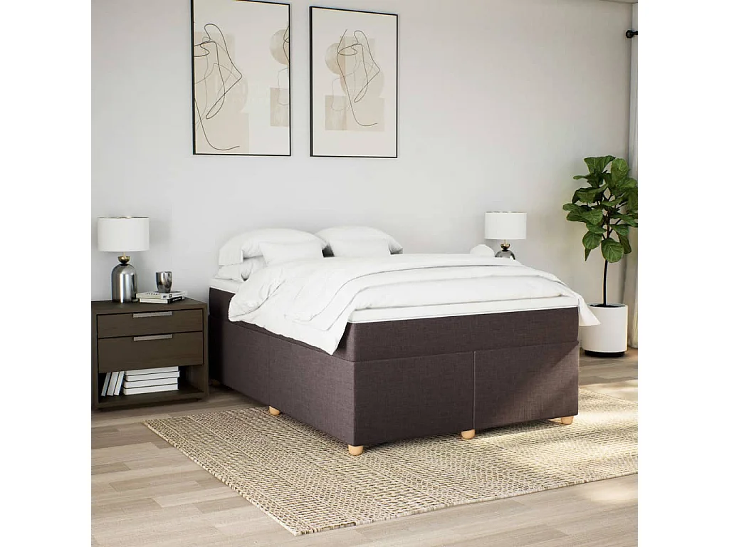 Sommier à lattes de lit avec matelas Marron foncé 160x200 cm