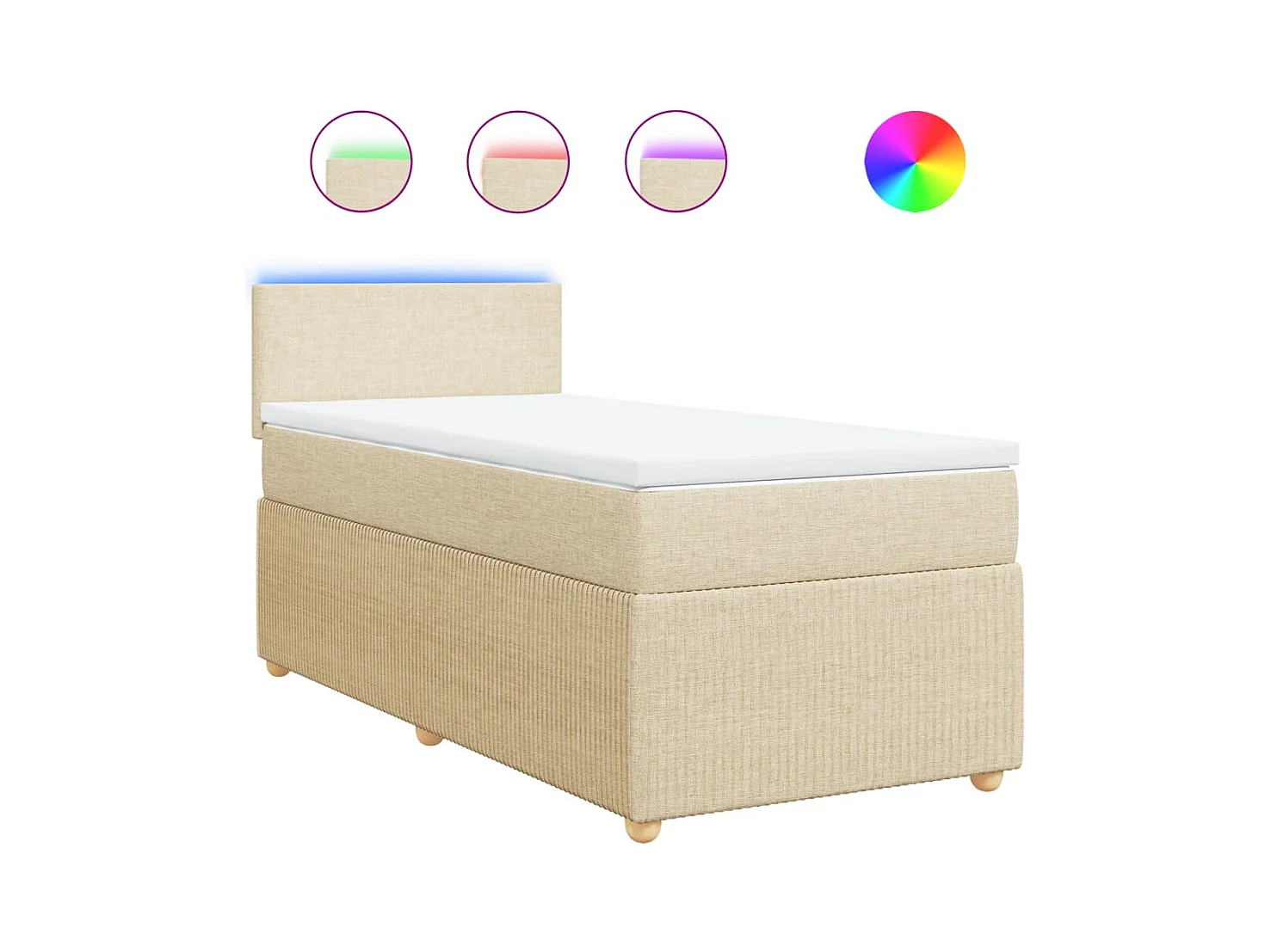 Cama com molas/colchão 90x200 cm tecido cor crème