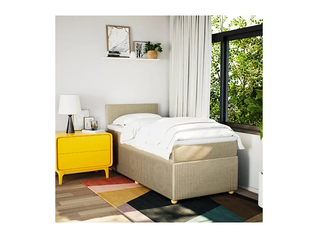 Cama com molas/colchão 90x200 cm tecido cor crème