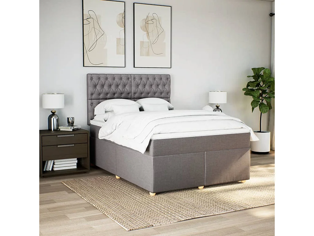 Boxspring met matras stof taupe 140x200 cm