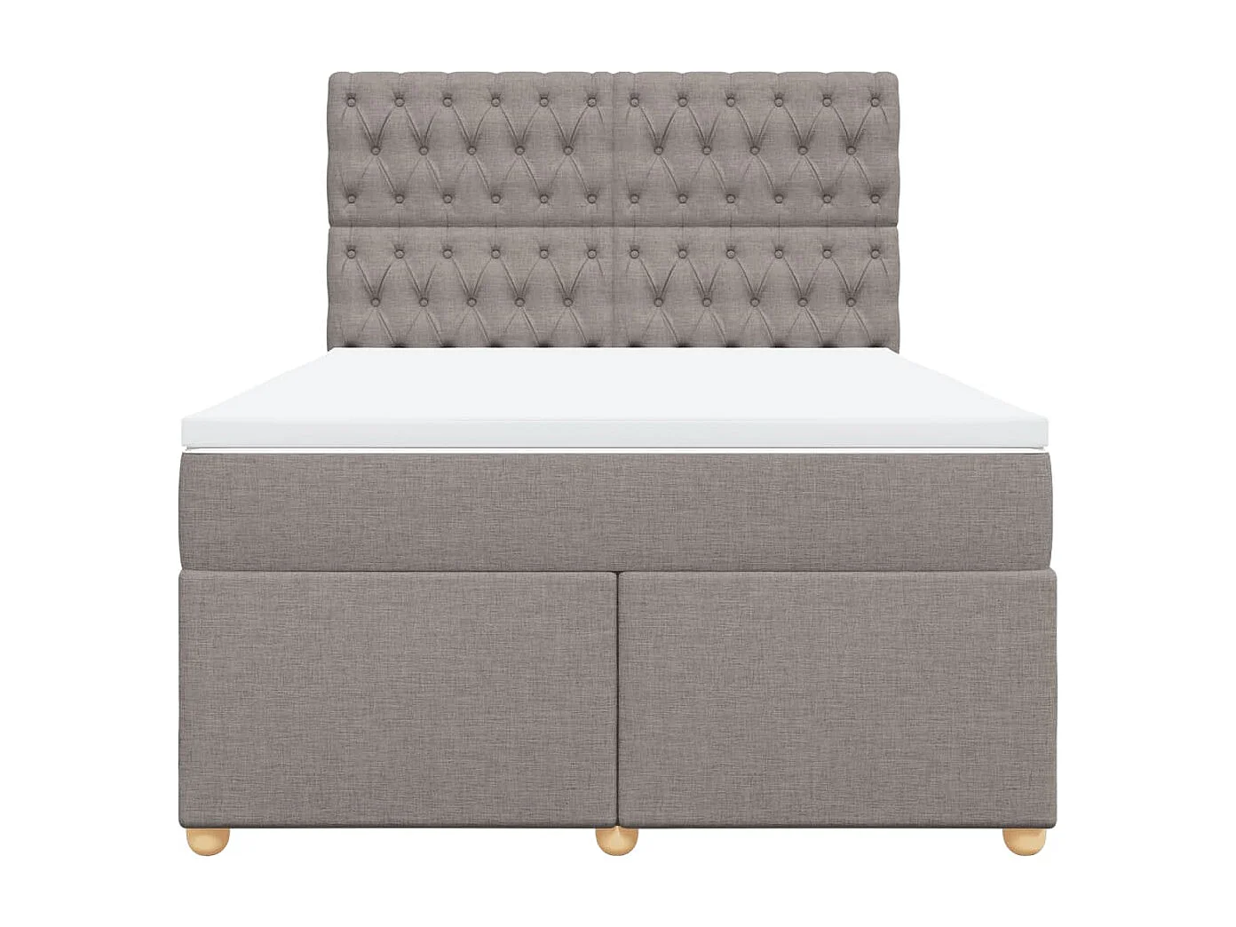 Cama box spring con colchón tela gris taupe 140x200 cm