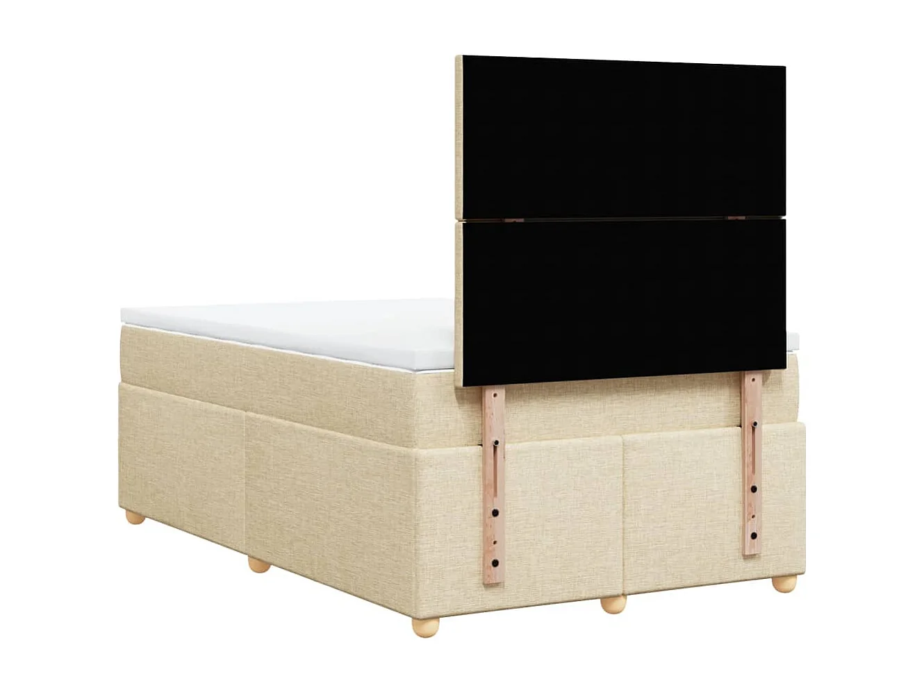 Cama box spring con colchón tela color crema 120x200 cm