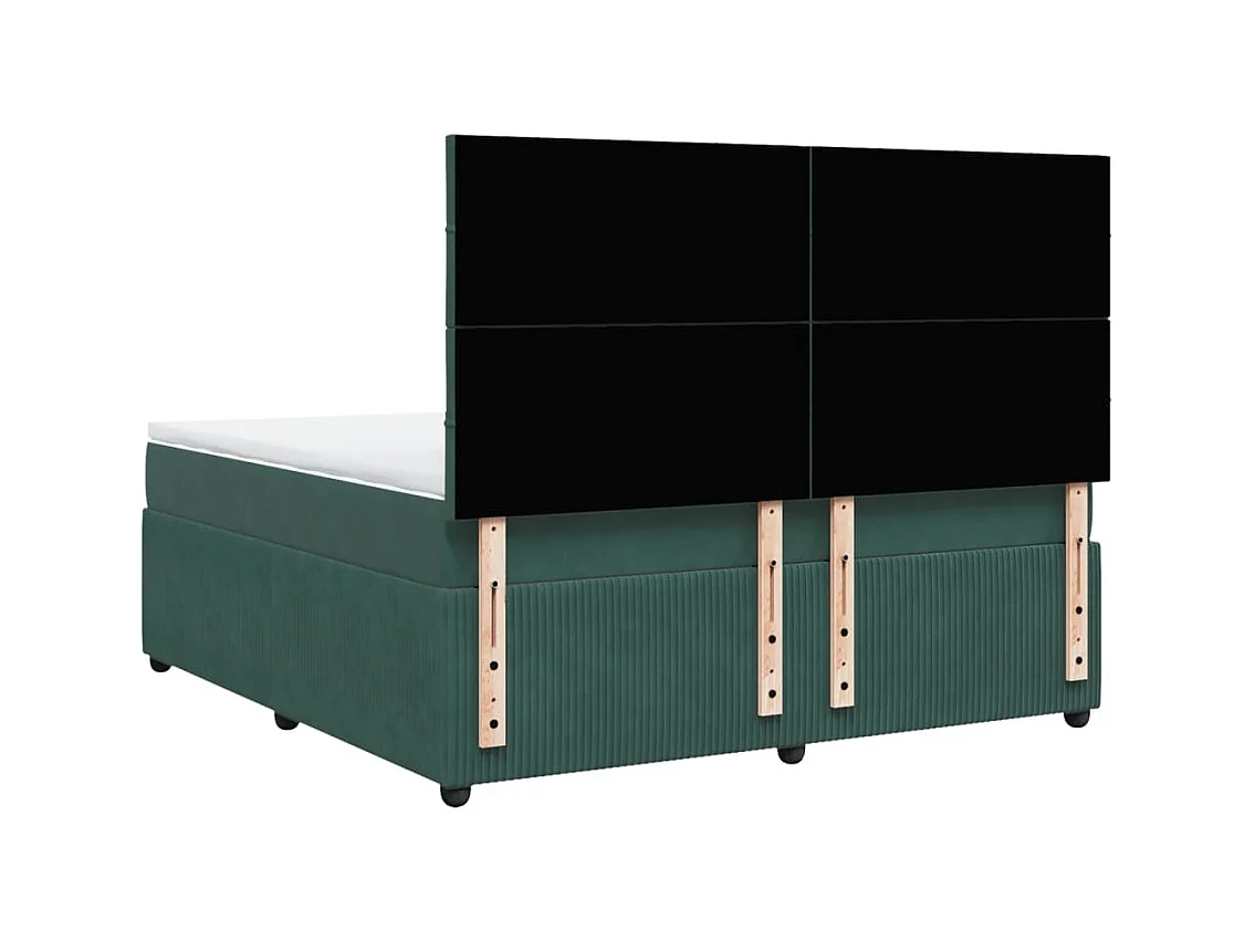 Cama com molas/colchão 180x200 cm veludo verde-escuro
