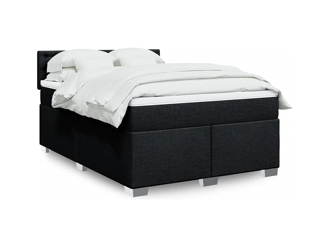 Sommier à lattes de lit avec matelas Noir 160x200 cm Tissu