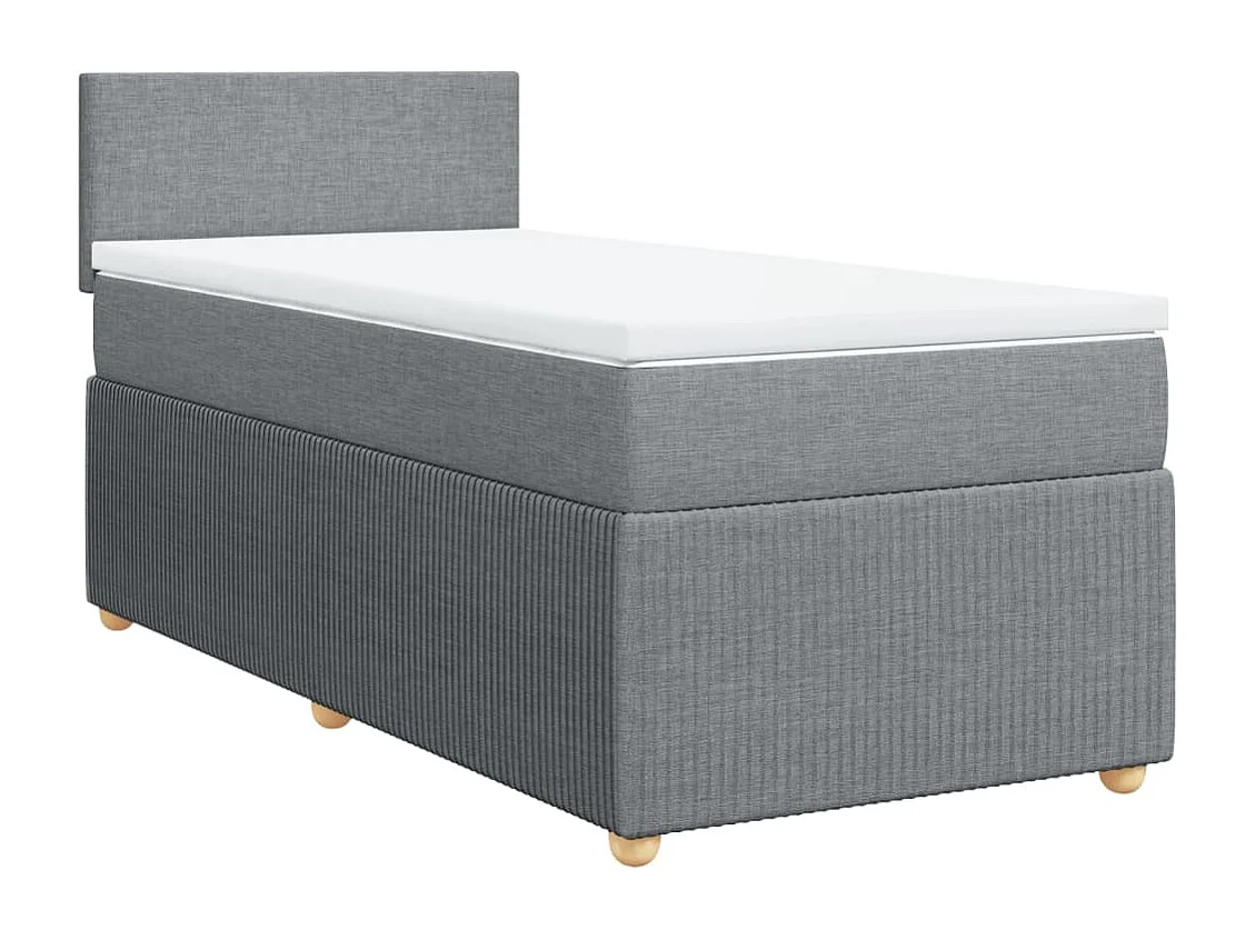 Cama box spring con colchón tela gris claro 100x200 cm
