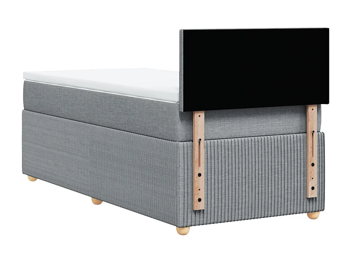 Cama box spring con colchón tela gris claro 100x200 cm