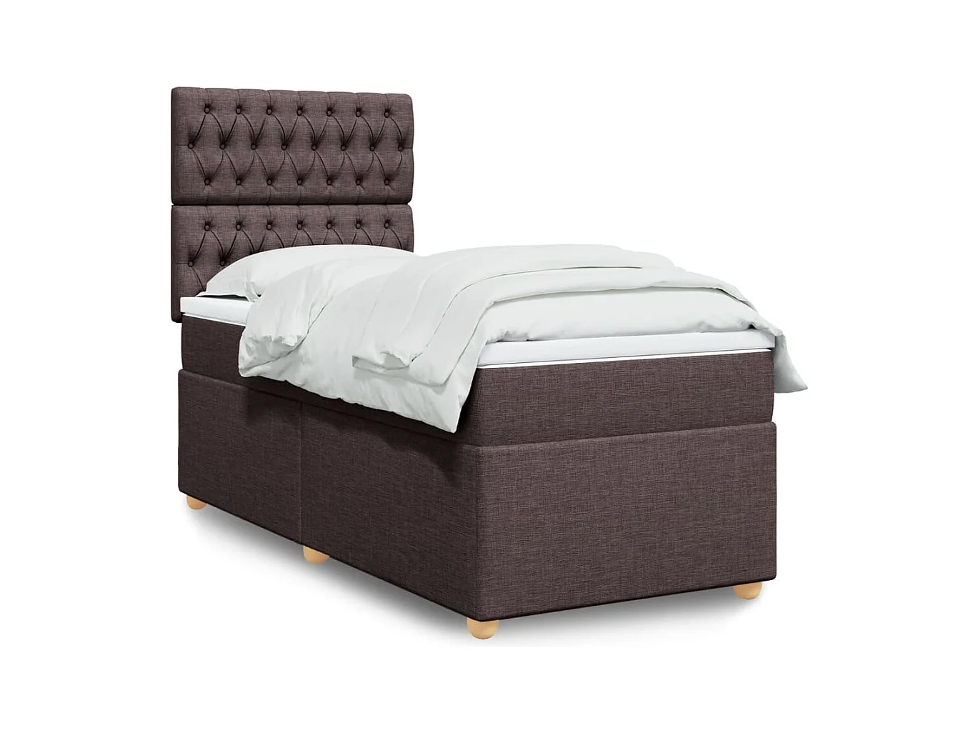 Cama box spring con colchón tela marrón oscuro 100x200 cm
