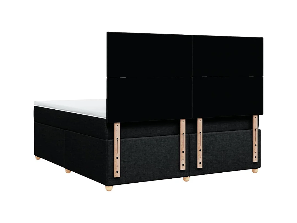 Cama box spring con colchón tela negro 180x200 cm
