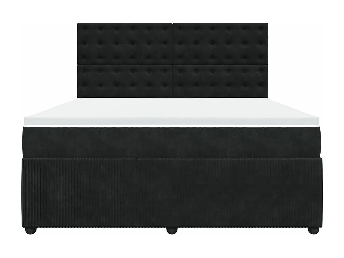 Cama box spring con colchón terciopelo negro 180x200 cm