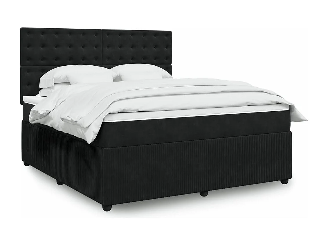 Cama box spring con colchón terciopelo negro 180x200 cm