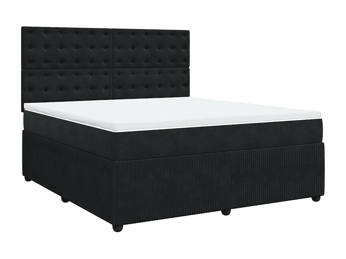 Cama box spring con colchón terciopelo negro 180x200 cm