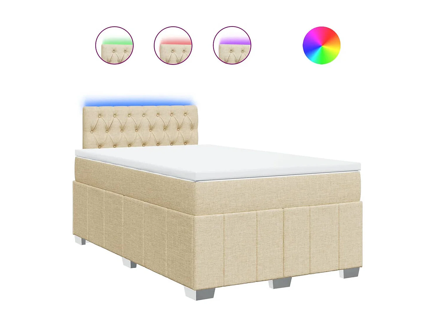 Sommier à lattes de lit avec matelas crème 120x190 cm tissu