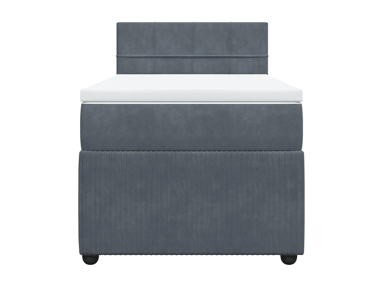 Cama box spring con colchón terciopelo gris oscuro 80x200 cm