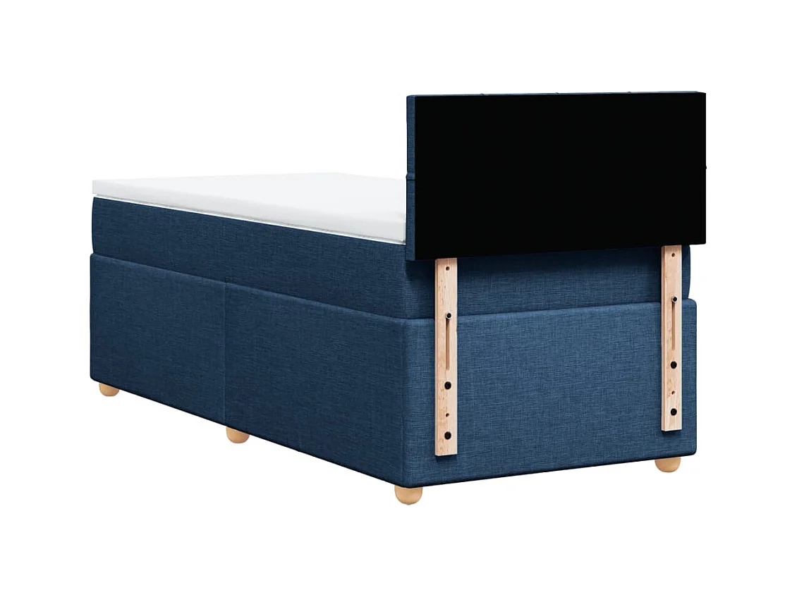 Cama box spring con colchón tela azul 100x200 cm