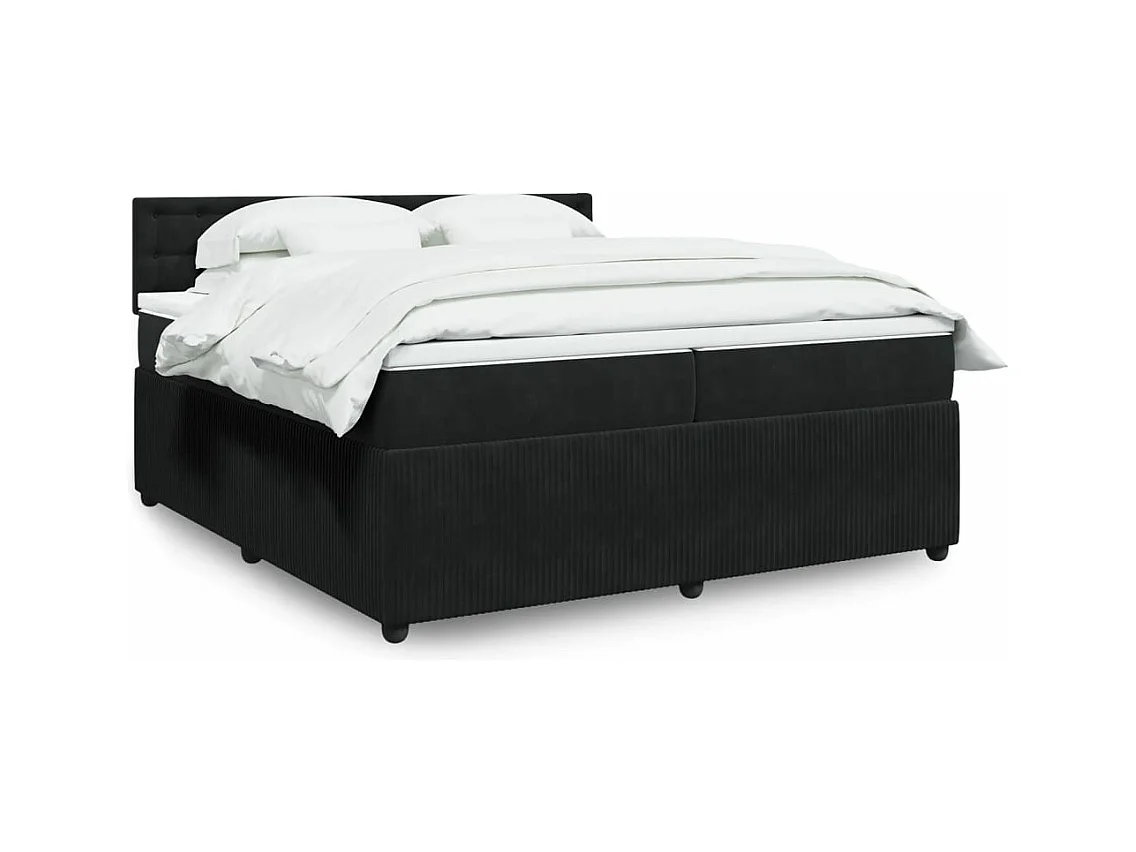 Cama box spring con colchón terciopelo negro 200x200 cm