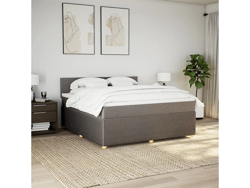 Sommier à lattes de lit avec matelas Taupe 180x200 cm Tissu