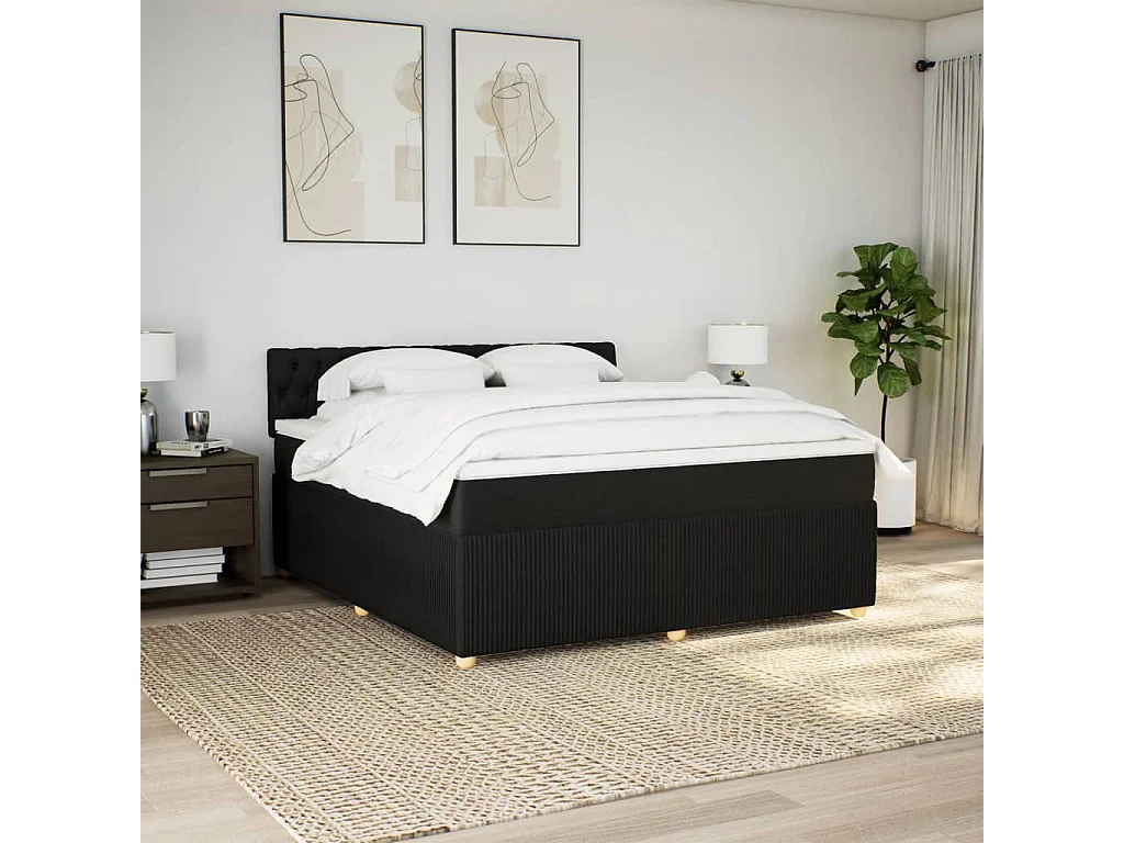 Cama com molas/colchão 180x200 cm tecido preto