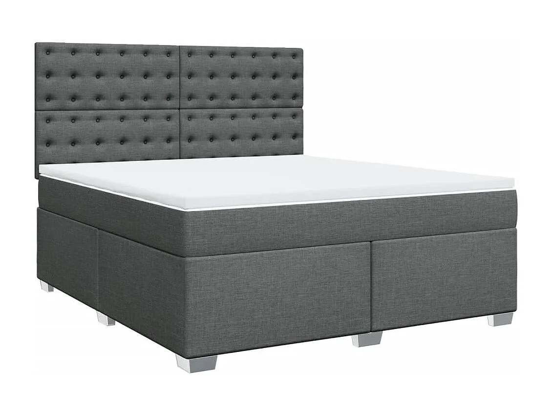 Cama box spring con colchón tela gris oscuro 180x200 cm