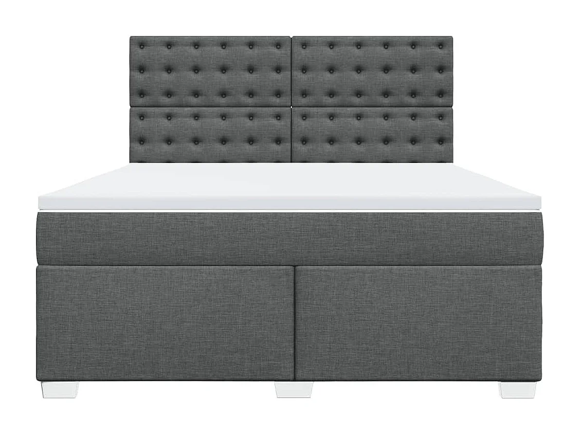 Cama box spring con colchón tela gris oscuro 180x200 cm