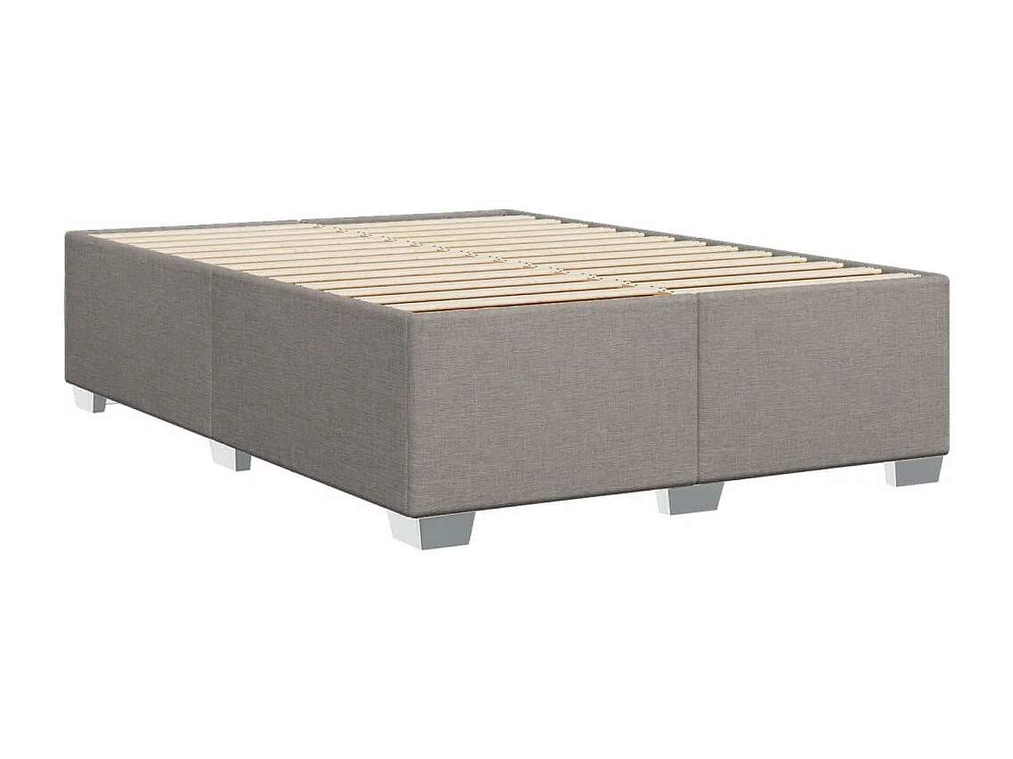 Cama box spring con colchón tela gris taupe 160x200 cm