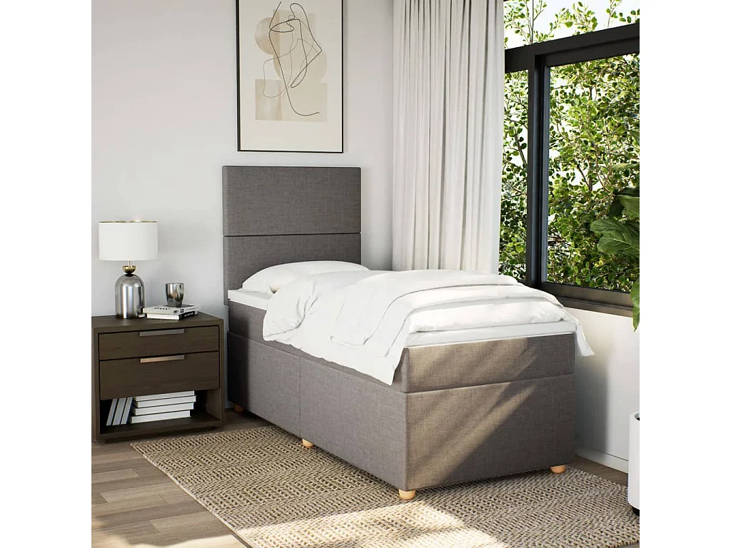 Sommier à lattes de lit avec matelas Taupe 90x200 cm Tissu