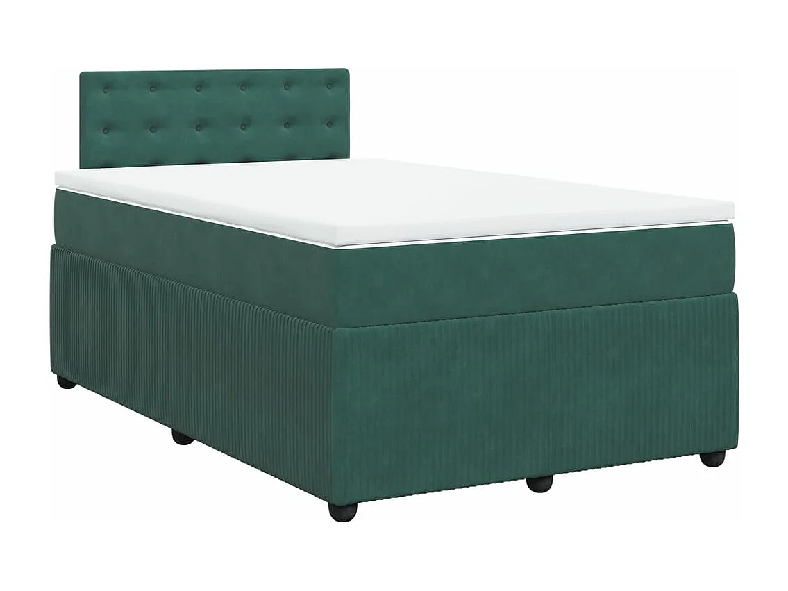 Cama boxspring com colchão 120x200 cm veludo verde-escuro