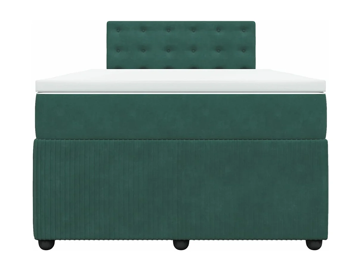 Cama boxspring com colchão 120x200 cm veludo verde-escuro