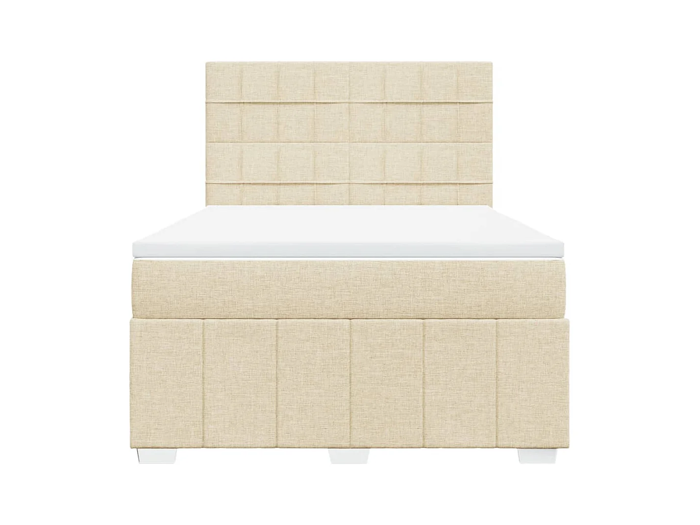 Cama box spring con colchón tela color crema 140x190 cm