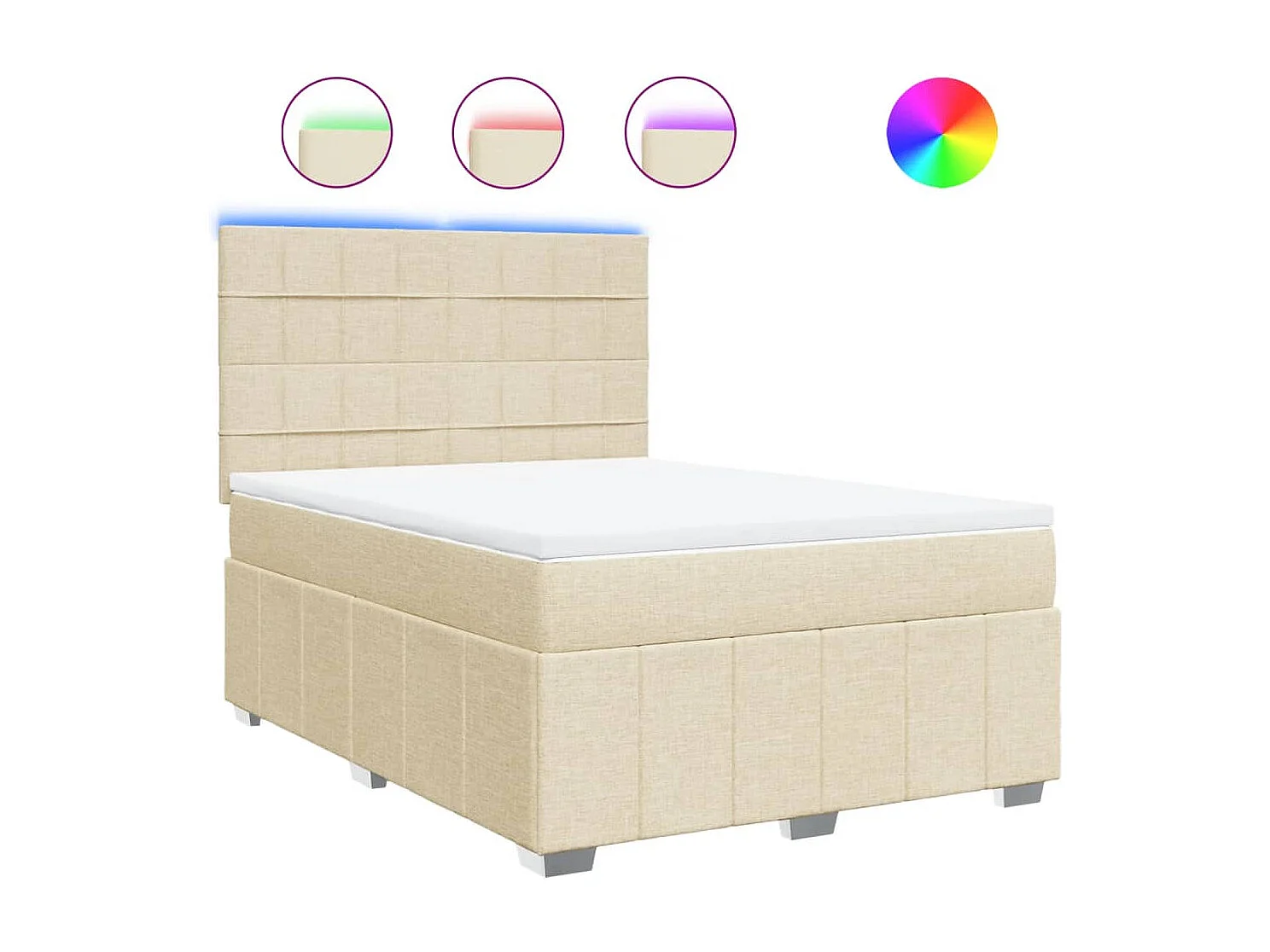 Sommier à lattes de lit avec matelas Crème 140x190 cm Tissu