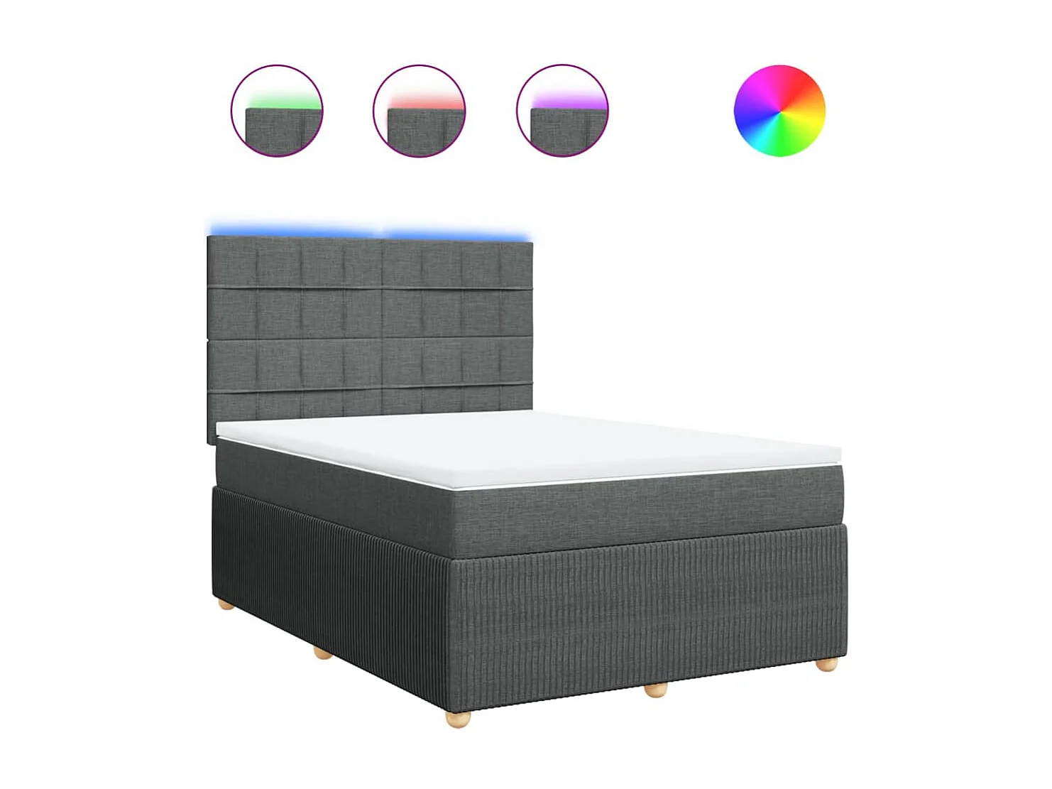 Sommier à lattes de lit avec matelas Gris foncé 140x190cm Tissu